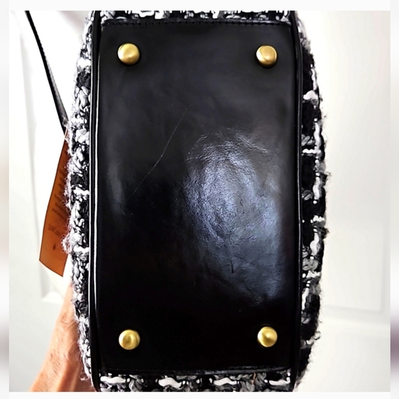 Patricia Nash Millburn Crossbody Black Leather & Boucle Woven Pattern - Picture 4 of 8